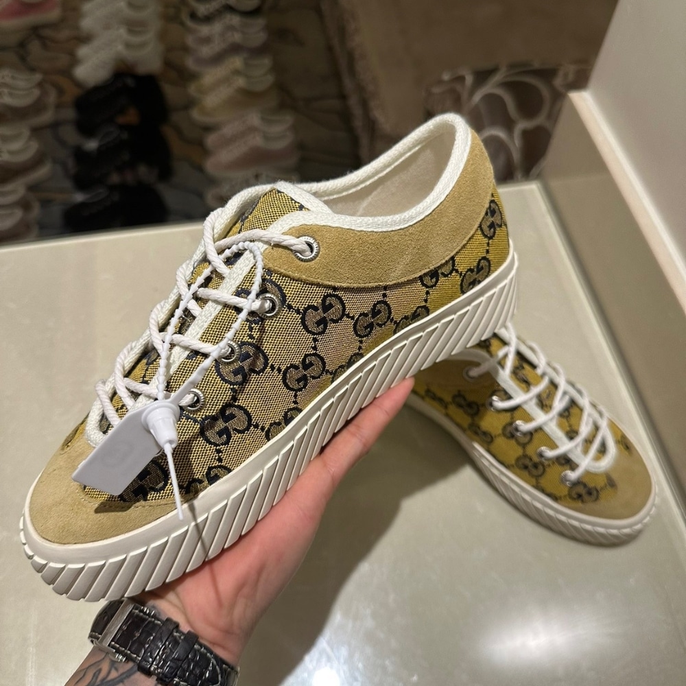 Gucci Gg Sneaker Beige Ebony 738992 Fabqa 9796