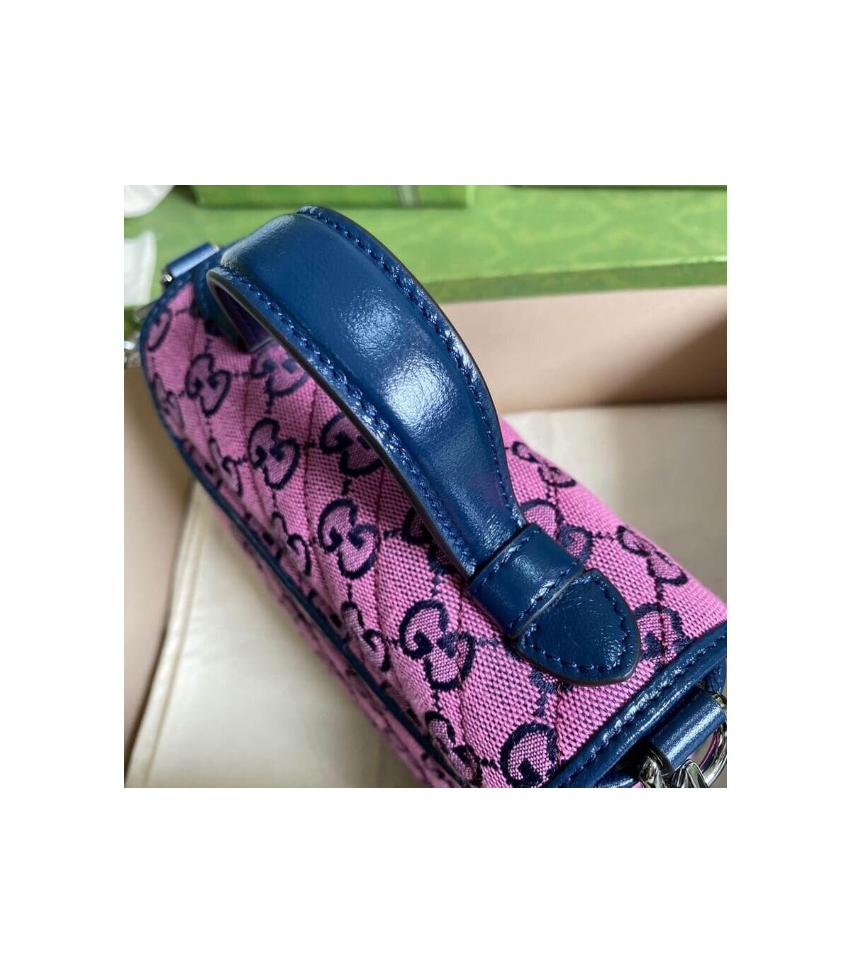 Gucci GG Marmont Multicolour Mini Top Handle Bag Pink