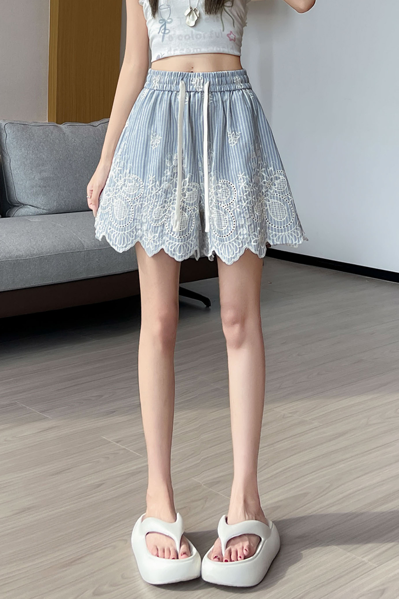 Casual slim shorts summer wide leg pants for women