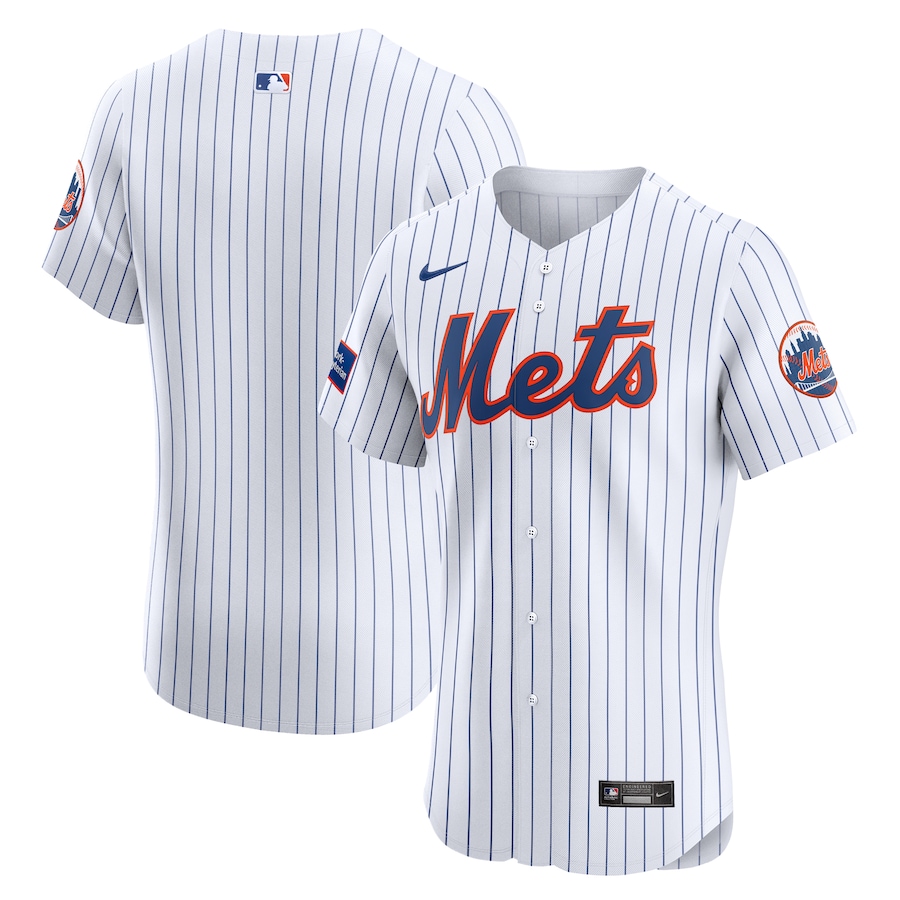 New York Mets Home Elite Patch Jersey White