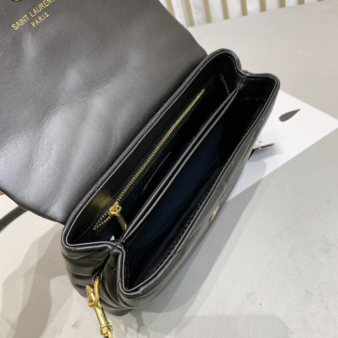 Saint Laurent Loulou Toy Strap Bag In Quilted Y Leather Black