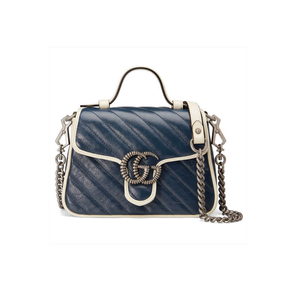 Gucci GG Marmont Mini Top Handle Bag Blue