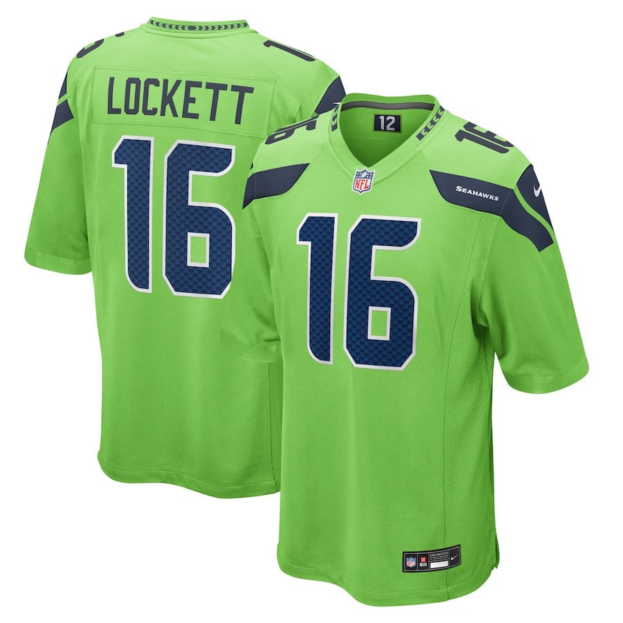 Tyler Lockett #16 Seattle Seahawks Game Jerey - Men's, Neon Green - National Football League 2024