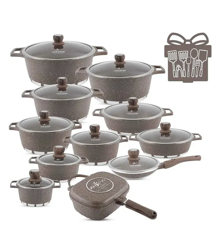 🔥 Last Day For Clearance !Cookware Set 29 Pieces Non Stick Multi Layer Granite Coating
