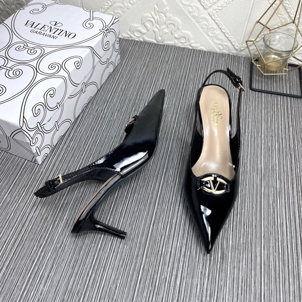 Valentino Vlogo The Bold Edition Slingback Pumps In Patent Leather 60Mm In Black