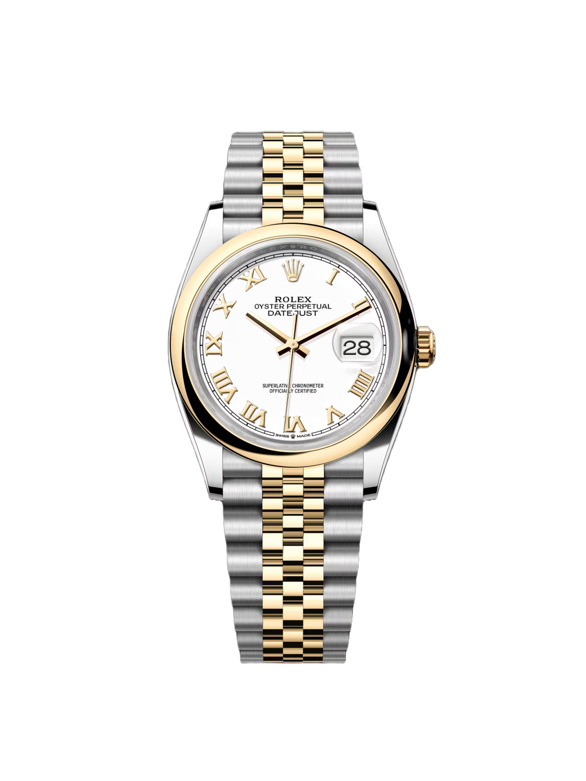 Rolex  Datejust 126203 White Roman Dial 36mm Domed Bezel