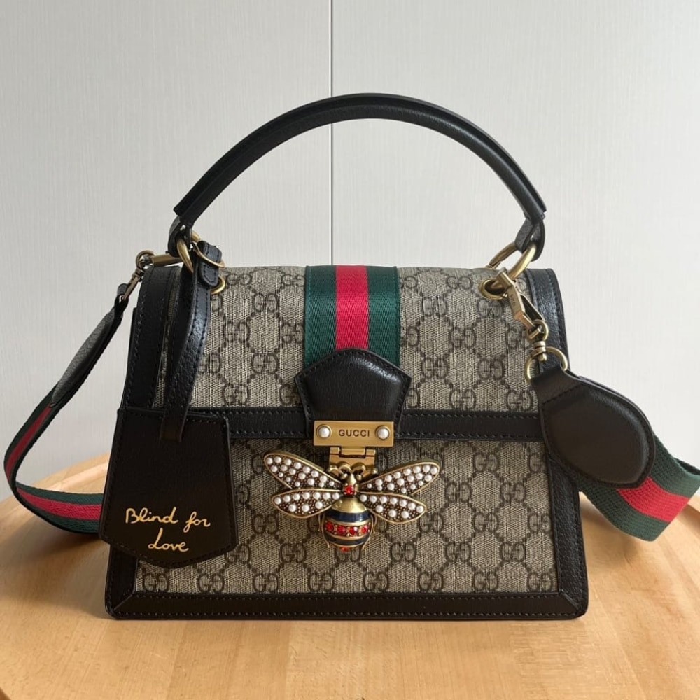 Gucci Queen Margaret Gg Small Top Handle Bag Black 25Cm