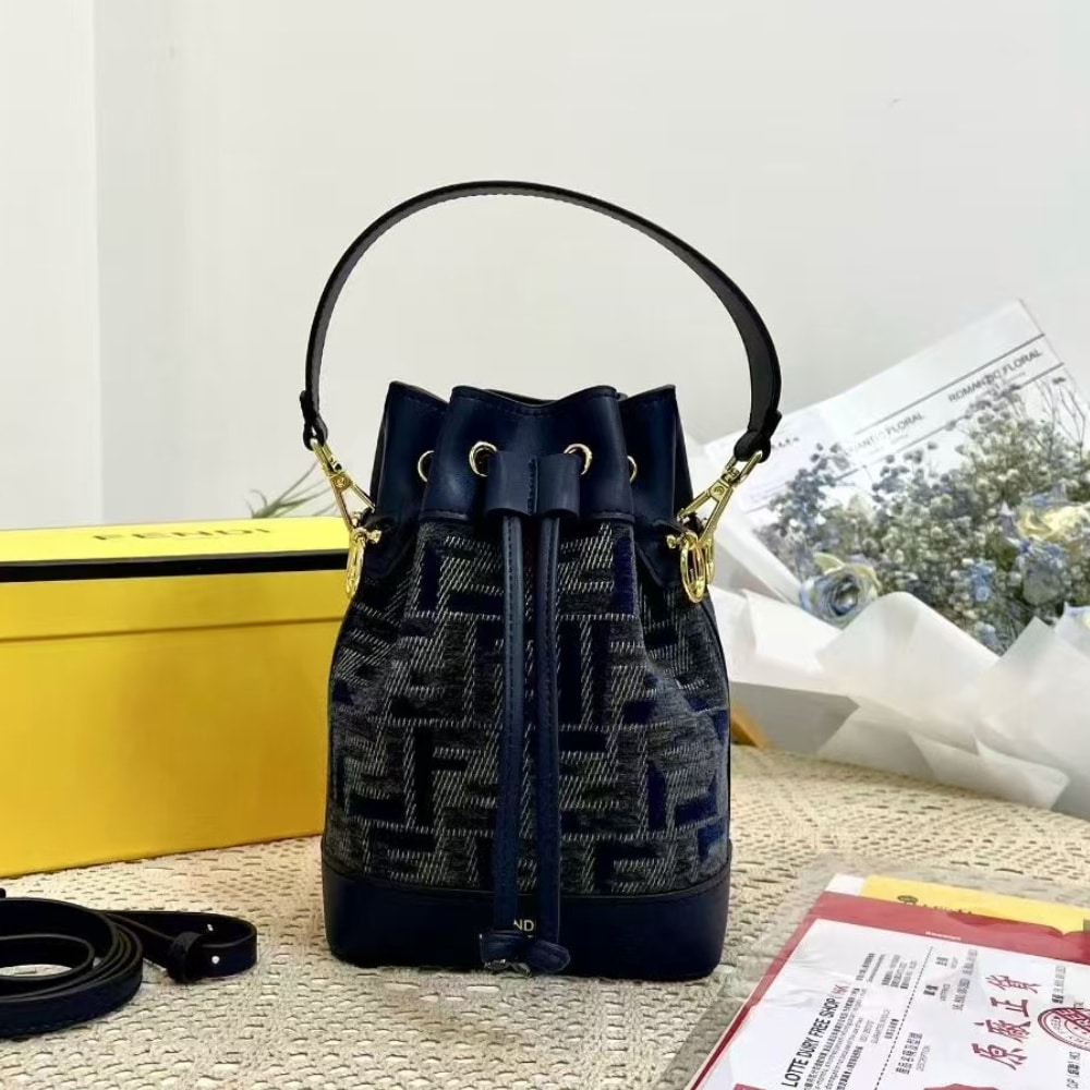 Fendi Mon Tresor Ff Chenille Mini Bag Dark Blue 21Cm 8Bs093Asu0F1Pqk