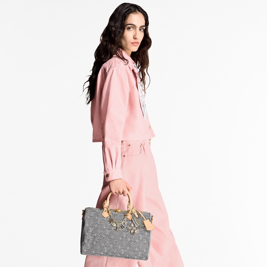 Louis Vuitton LV Speedy Soft 30 Monogram Denim Bag in Grey 30cm/ 11.8 in