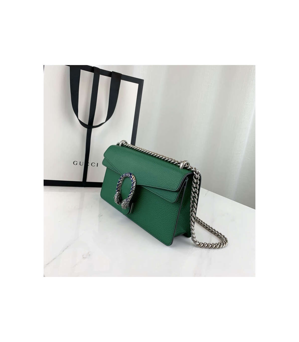 Gucci Dionysus Small Shoulder Bag in Green Leather 25cm