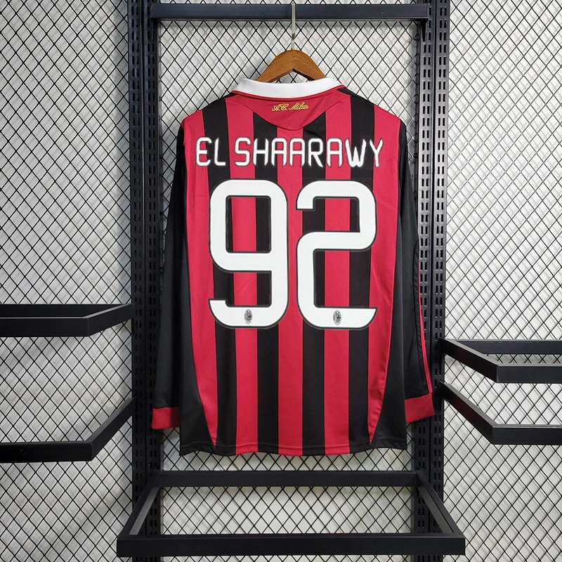 Retro Long Sleeve 2009-10 AC Milan Home ZAMBROTTA KAKA MALDINI RONALDINHO BECKHAM ELSHAARAWY PIRLO Football jersey retro