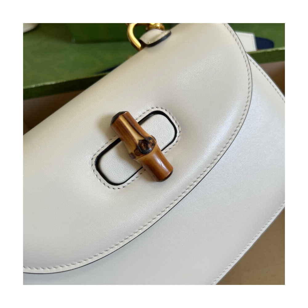 Gucci Small Top Handle Bag with Bamboo White