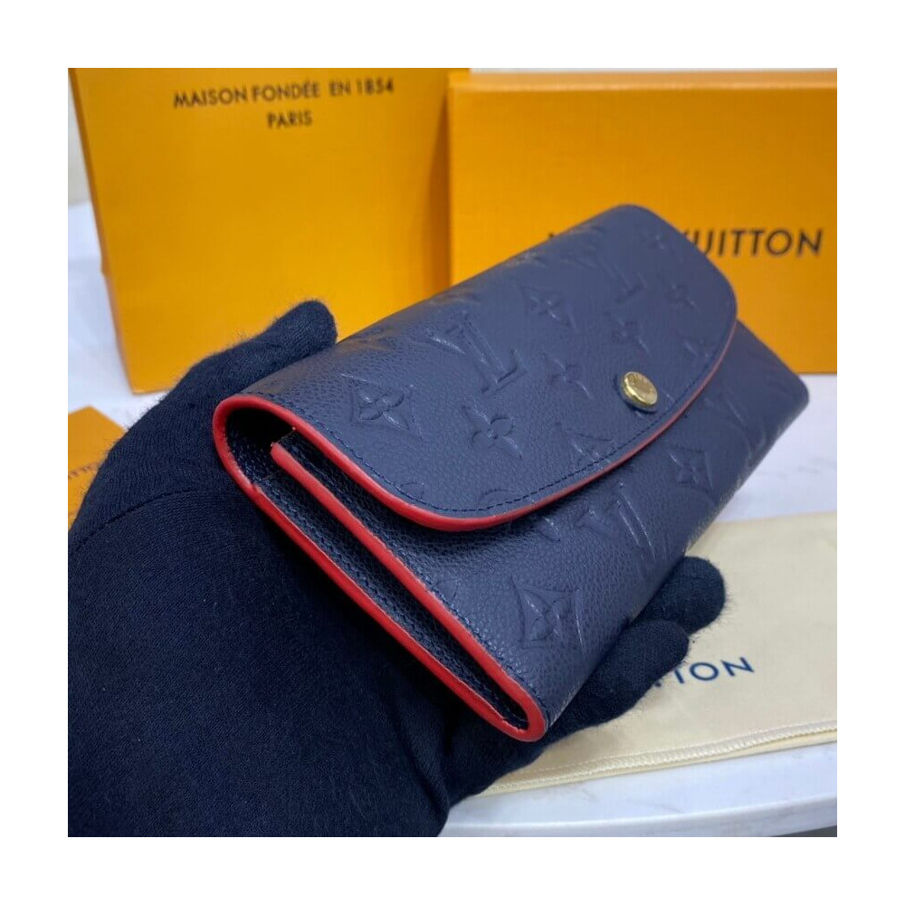 Louis Vuitton Monogram Empreinte Emilie Wallet Marine Rouge