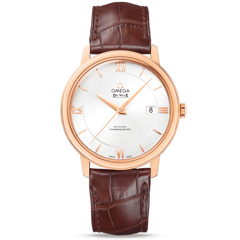 OMEGA De Ville Prestige 18ct Red Gold Men's Leather Strap Watch