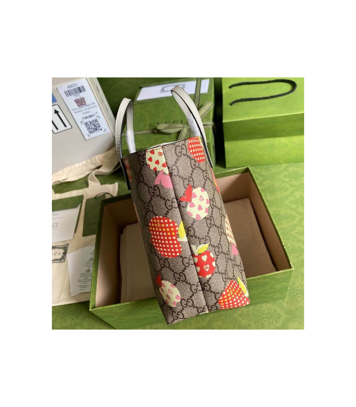 Gucci Children’s GG Heart Apple Pattern Tote