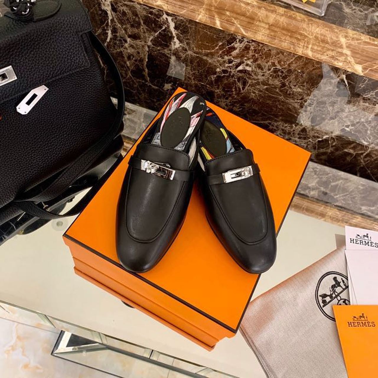 HERMES OZ MULE BLACK