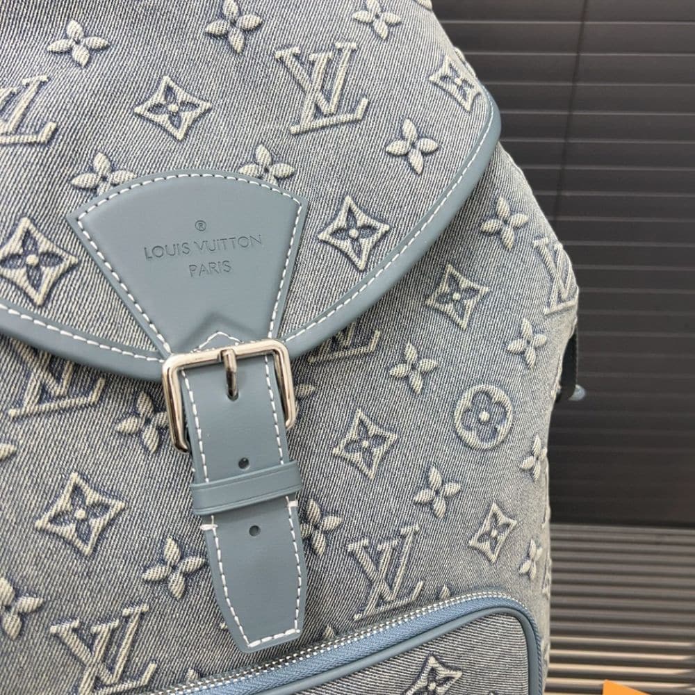 Louis Vuitton Montsouris Backpack Monogram Wash Denim Blue 40Cm M22534