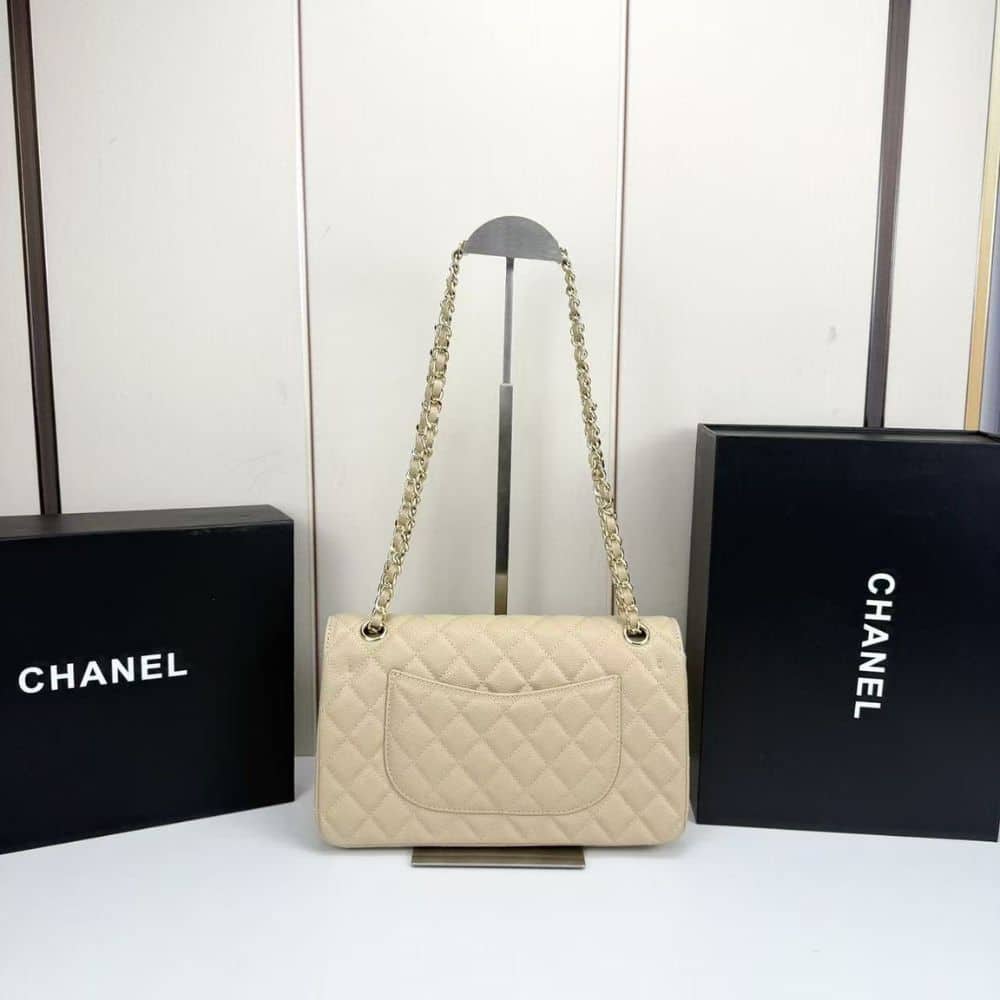 Chanel Classic Medium Double Flap Bag Beige 25cm A01113 Y04059 NZG77