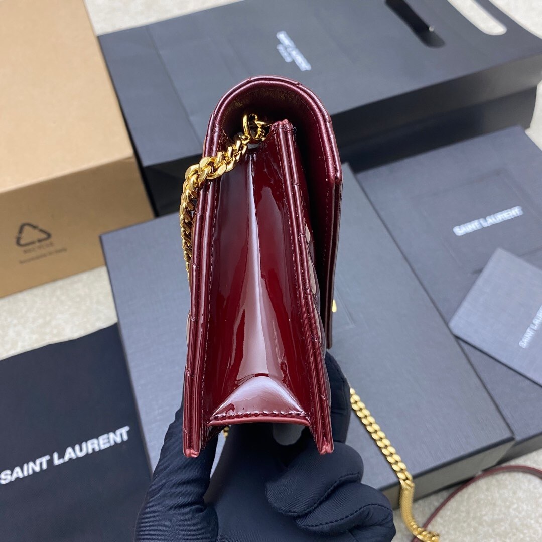 Saint Laurent Envelope Wallet on Chain in Quilted Patent Leather 19cm