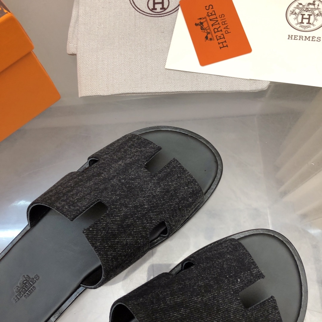 Hermes Izmir Sandal Noir Denim