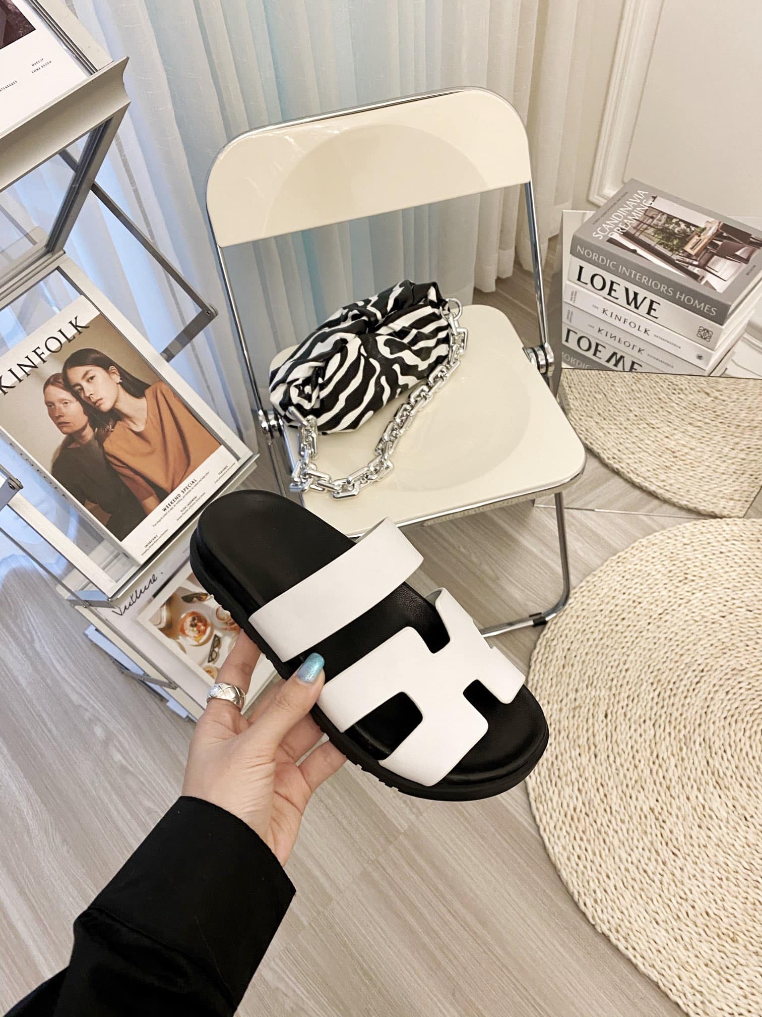Hermes Ankara Sandal White