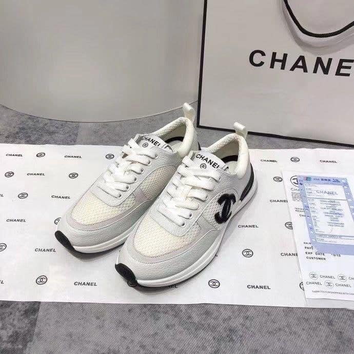 Chanel Mesh Suede Sneaker White Black G37492 Y55236 10601