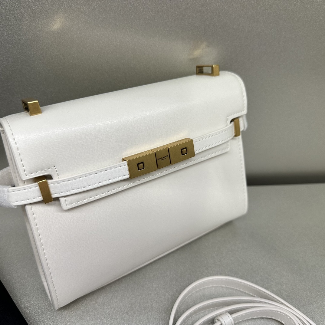Saint Laurent Manhattan Small Shoulder Bag In Box Saint Laurent Leather White 19Cm