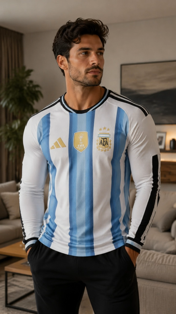 World Cup 2026 Argentina Team Long Sleeves Home Football Jersey Player Version - JerseyFun