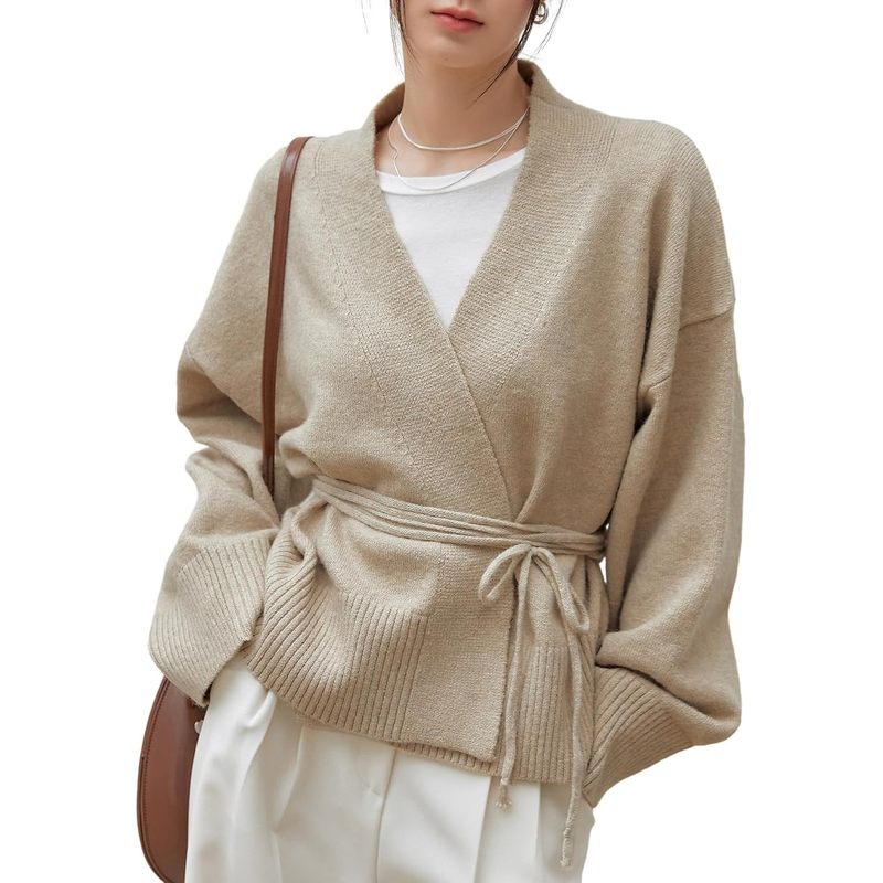 Women's Wrap Long Sleeve Tie Front Cardigan