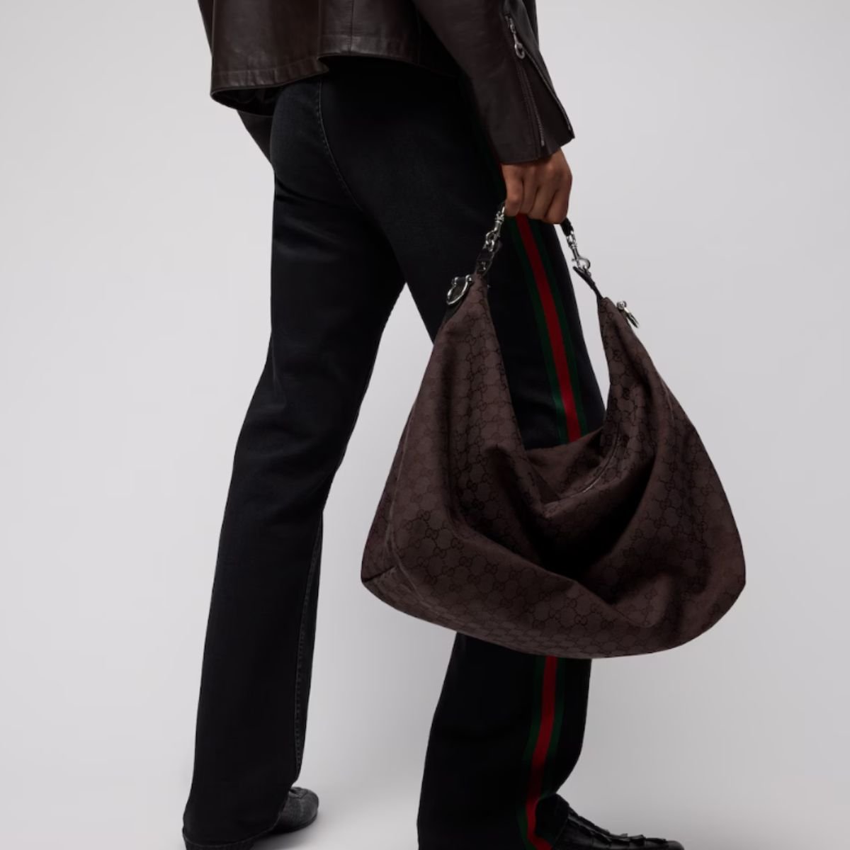 Gucci Brera Large Crossbody Bag 45cm/17.7in Dark Brown GG Canvas 864485