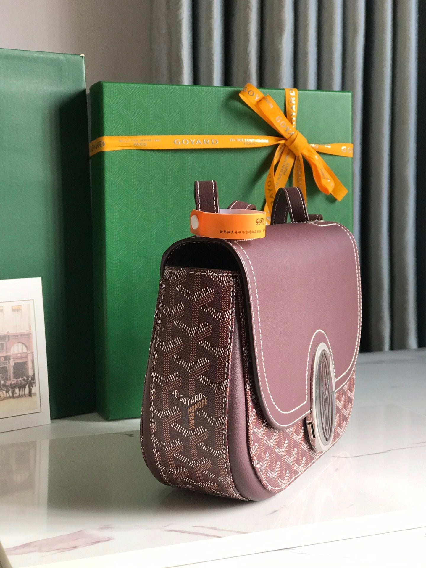 Goyard 233 Bag Wine Red Calfskin And Goyardine Canvas 25cm