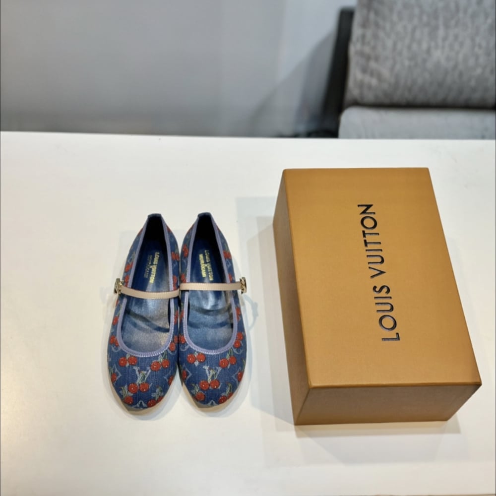 Louis Vuitton X Takashi Murakami Romy Flat Ballerina Monogram Cherry Denim 1Ahkov