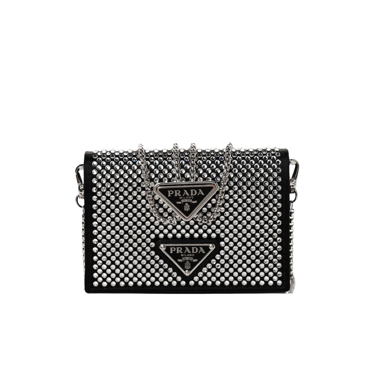 Prada Cardholder With Shoulder Strap And Crystals 13Cm