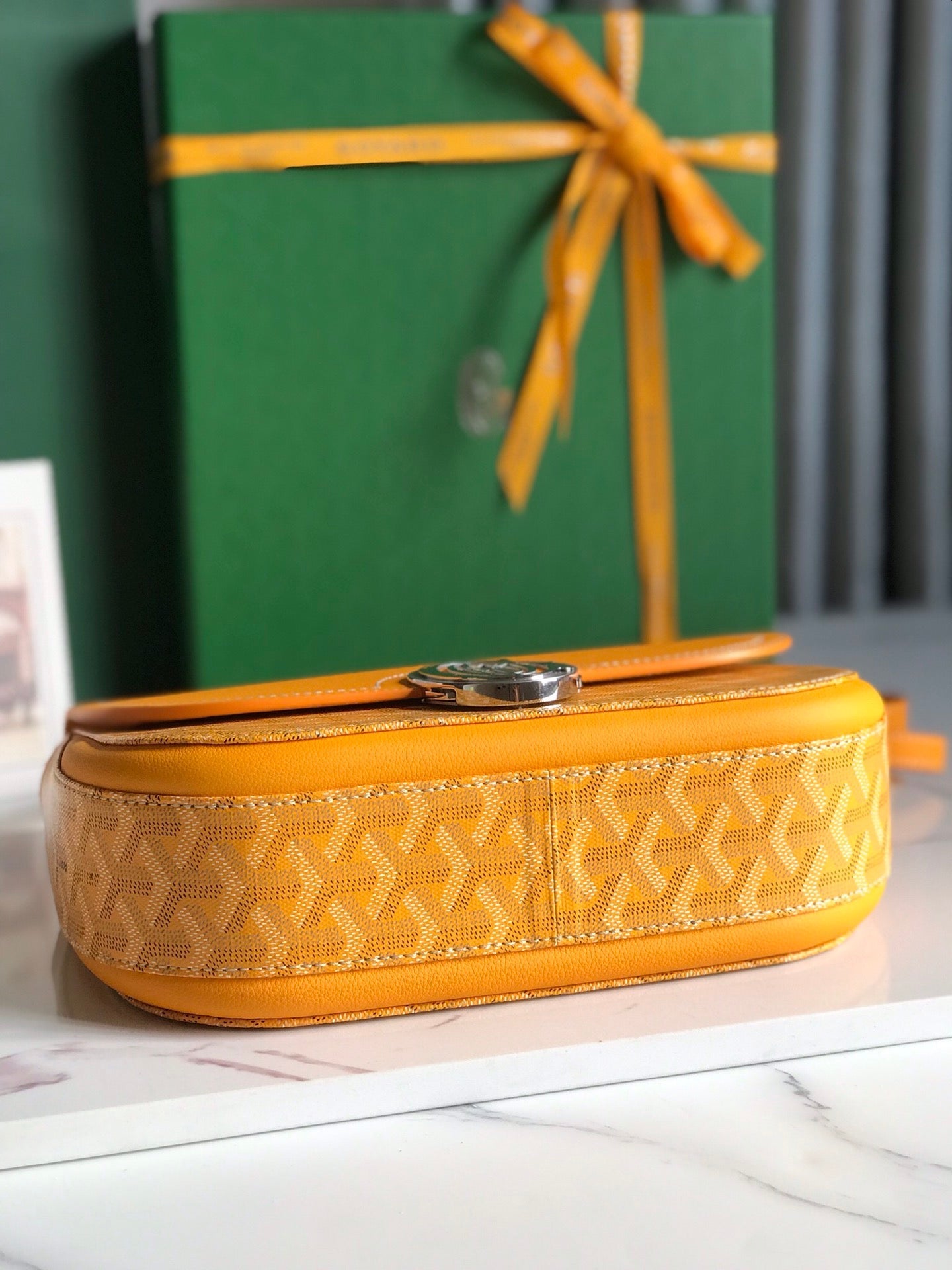 Goyard 233 Bag 25 Cm Yellow Calfskin And Goyardine Canvas
