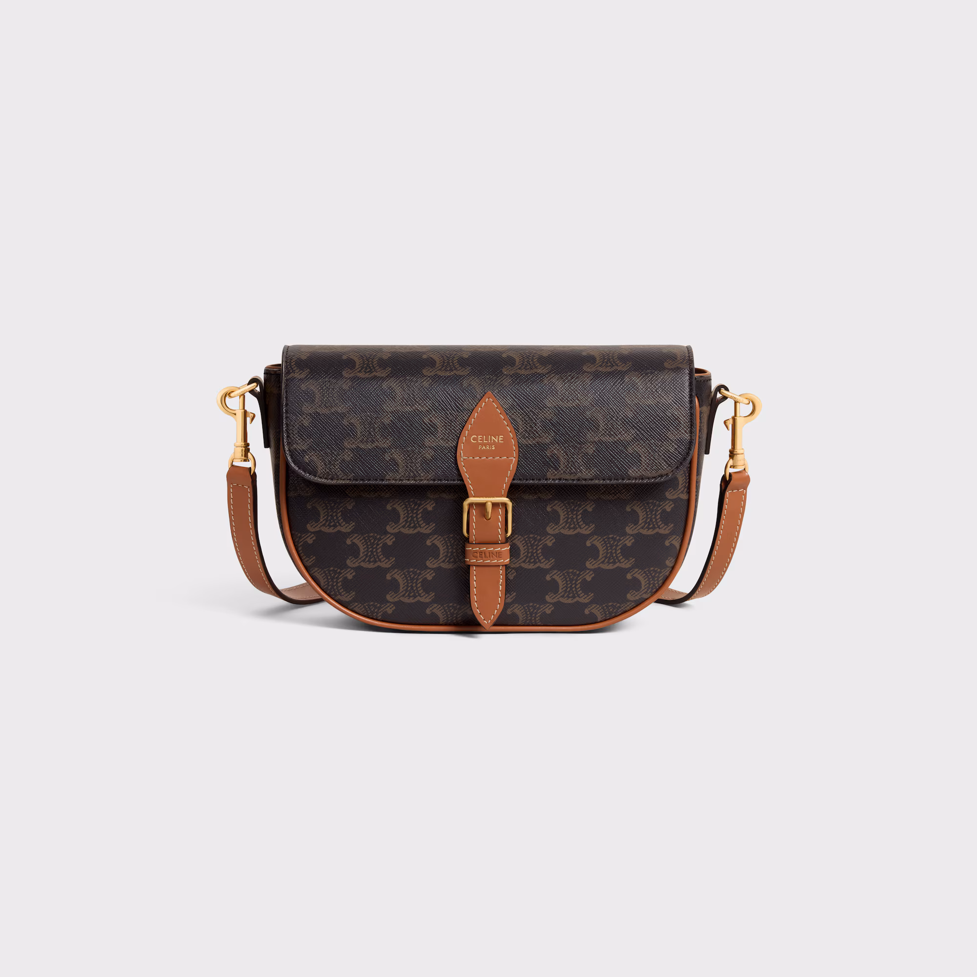 CELINE FOLCO SHOULDER BAG IN Triomphe Canvas and Calfskin