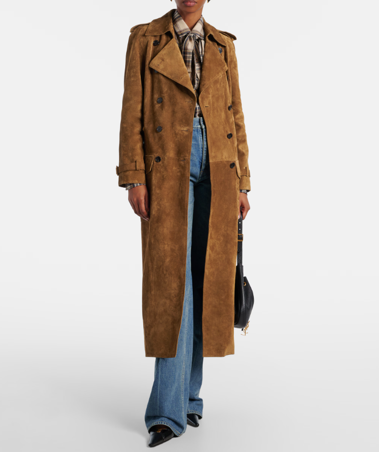 Saint Laurent 683370YC2JY2544 Trench Coat in Suede