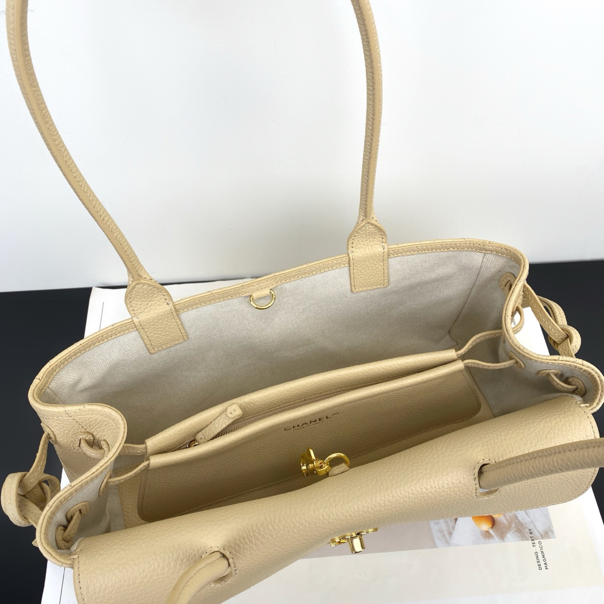 Chanel Urban Essential Tote Light Beige Caviar Gold Hardware 30cm/11.8in
