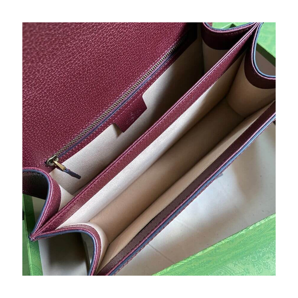 Gucci Ophidia Small Top Handle Bag With Web Burgundy
