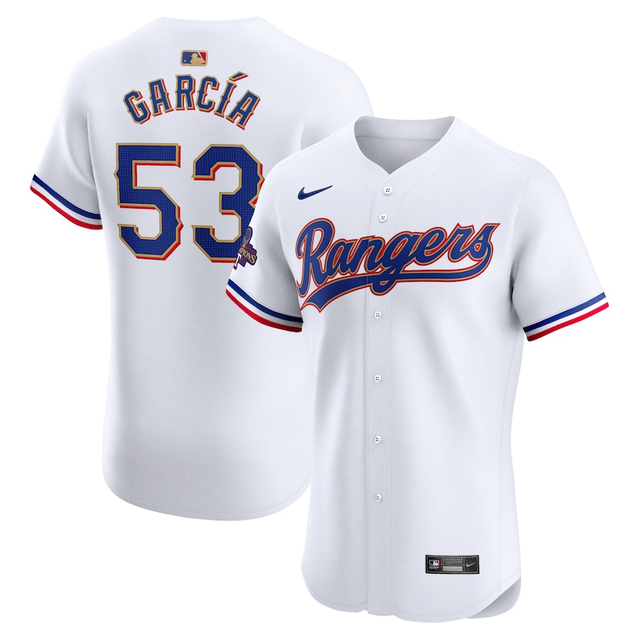 Adolis Garcia Texas Rangers 2024 Gold Collection Elite Player Jersey  White