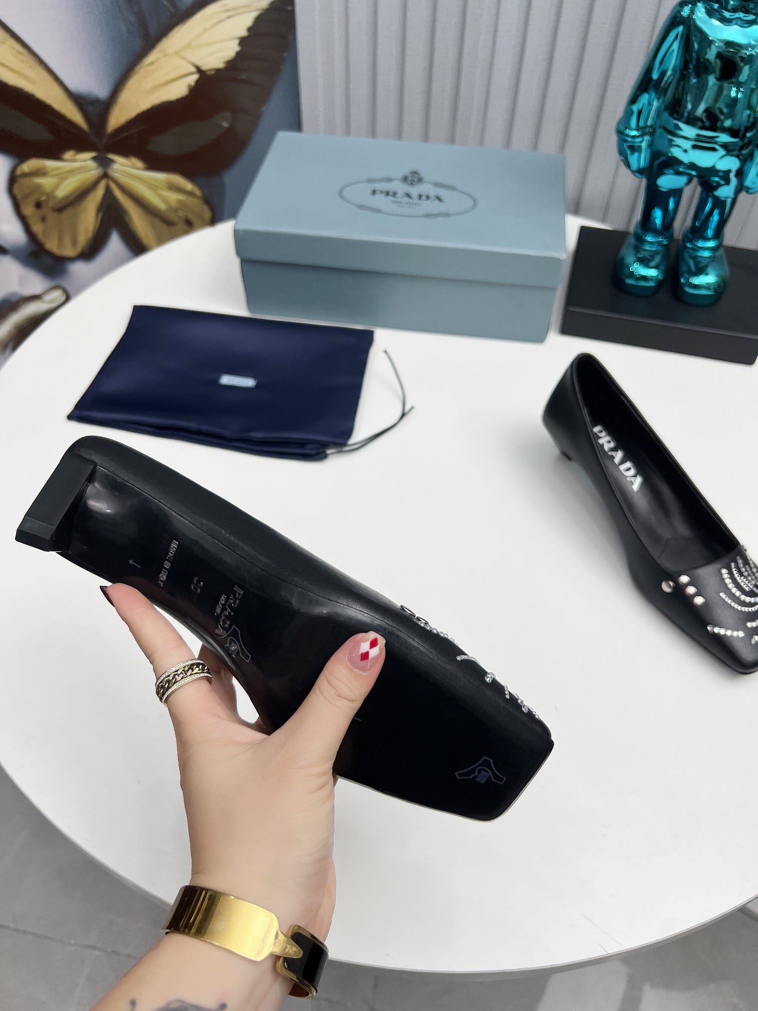 Prada Crystal Pumps Black