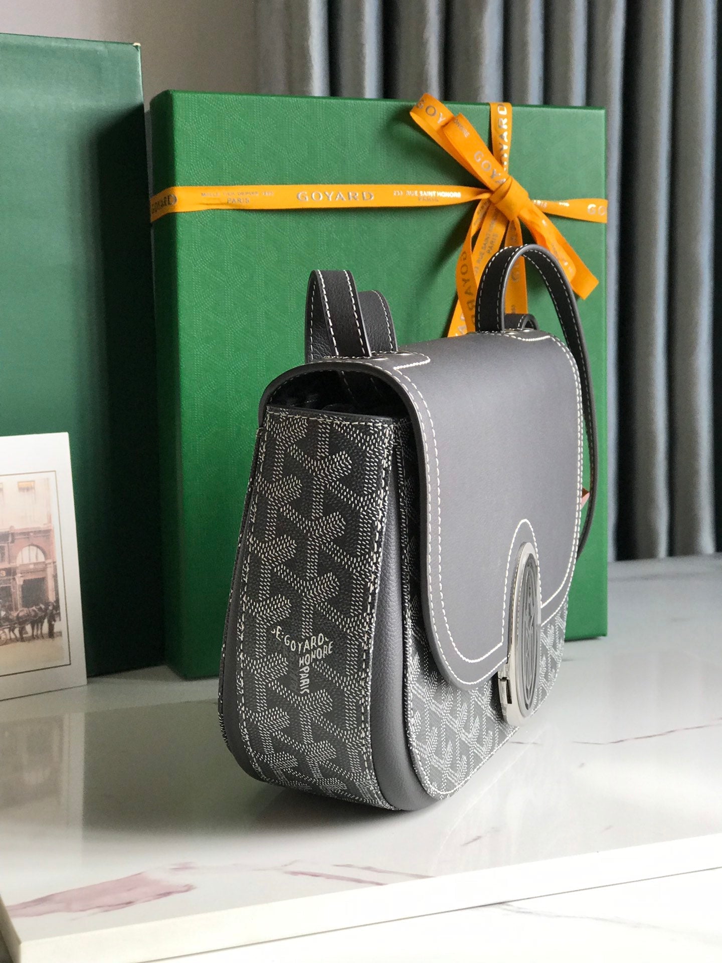 Goyard 233 Bag 25 Cm Gray Calfskin And Goyardine Canvas 25cm