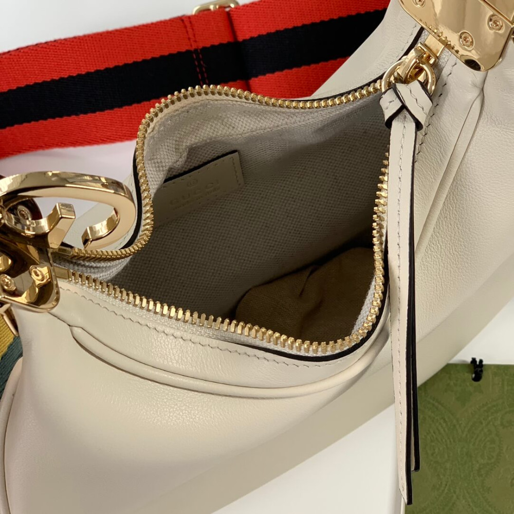 Gucci White Leather Attache Small Shoulder Bag