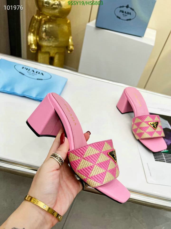Prada Triangolo Jacquard Mules Pink