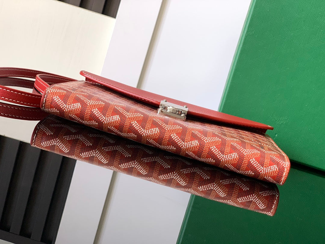 Goyard Chypre Wallet-Pouch 21cm Classic Red Goyardine Canvas And Calfskin