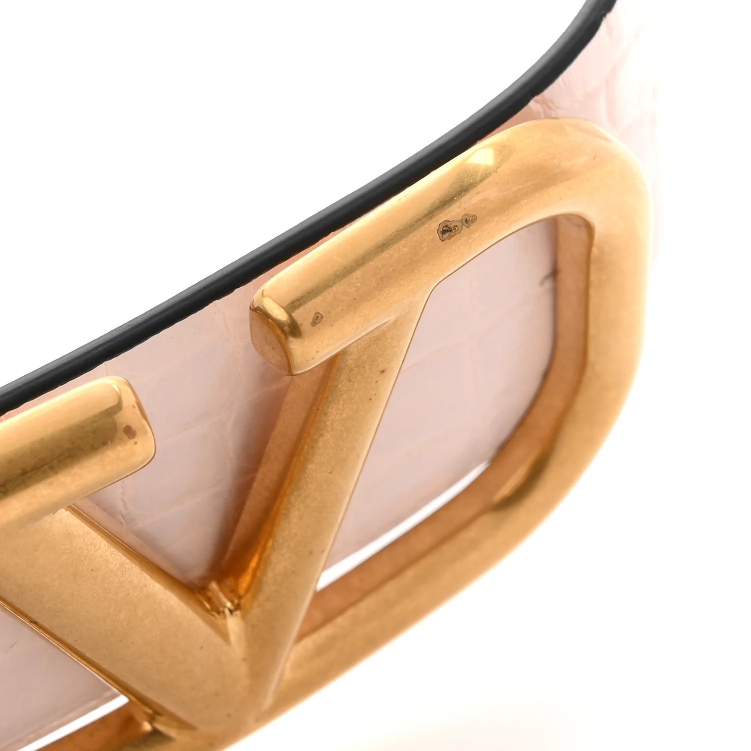 Crocodile Embossed Calfskin VLogo Belt 90 36 Pink