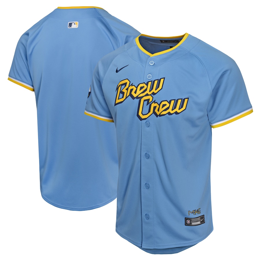 Milwaukee Brewers Youth City Connect Limited Jersey Powder Blue