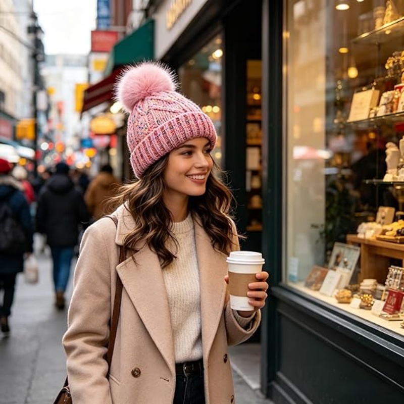 Winter Knit Beanie Hat for Women & Girls