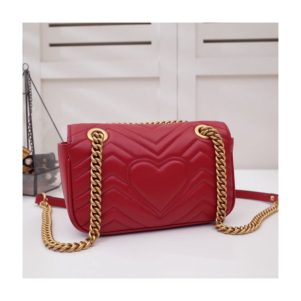 Gucci GG Marmont Matelasse Chevron Leather Mini Bag Red