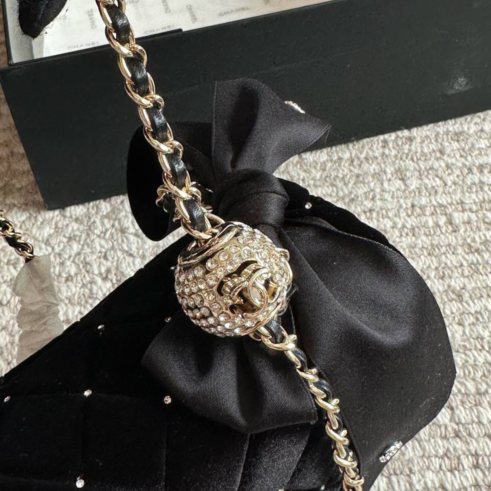 Chanel Mini Pearl Super Black Bag 17cm/6in