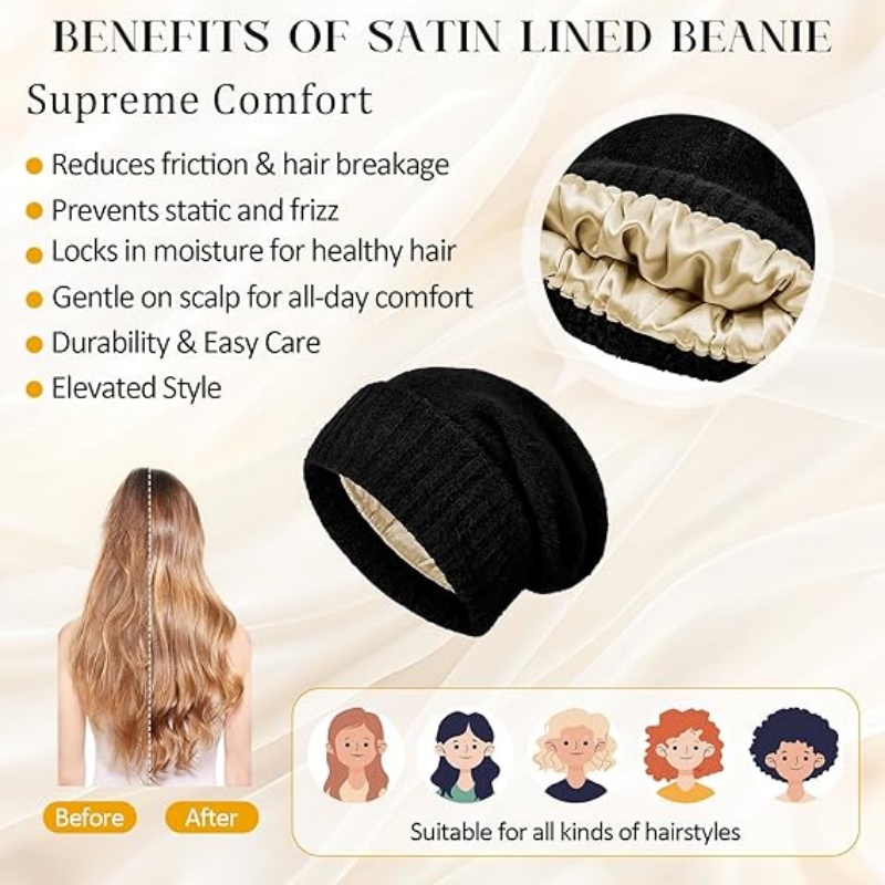 Satin Lined Slouchy Beanie Women